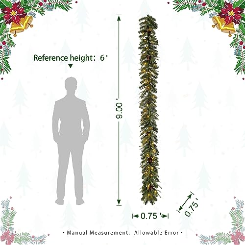 Glitzhome GAAHAA000880 Pre-Lit Greenery Pine Cone Christmas Garland Flocked And Warm White Led Lights thumb #4