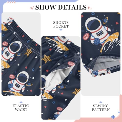 ZZXXB Astronaut Surf Boys Long Pants Soft Trousers Elastic Waist Kids Lounge Bottoms with Pockets S-XL4