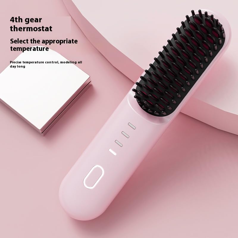 Cepillo alisador de cabello inalámbrico 2 en 1 rosa miniatura 7