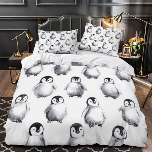 Housse de couette pingouin 140x200 en microfibre pour lit enfant - 2