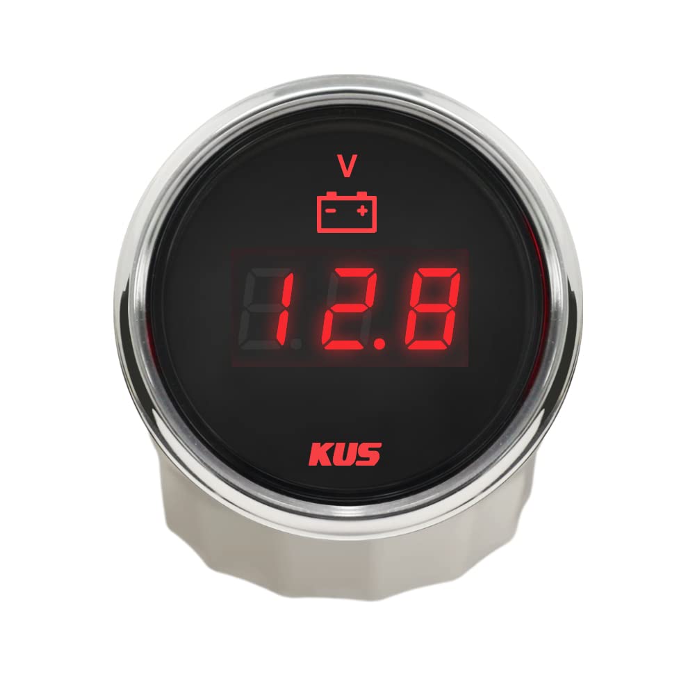 KUS Digital Voltmètre Jauge de tension 9–32V 52mm avec rétroéclairage