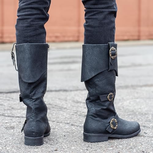 Caribbean Movies Pirate Boots Adventure Footwear Halloween Costume Cosplay Accessory Black