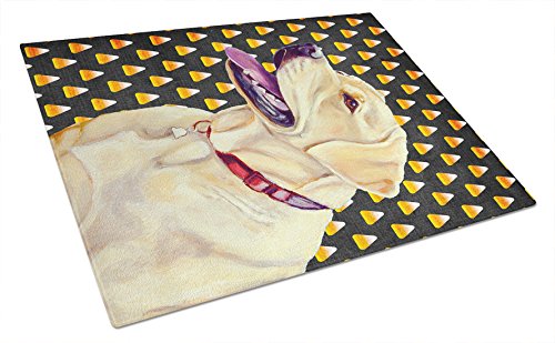 Caroline’s Treasures LH9079LCB Labrador – Tabla de cortar de cristal para Halloween, diseño de caramelo, color amarillo