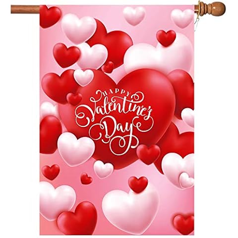 Flagmax Valentine Flag, Double Sided Valentine's Day Flag Red and White Love Valentine Garden Flag 28 x 40 Inch Valentine House Flags for Valentine's Day Decoration with 2 Grommets Cover