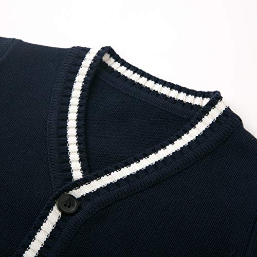 Curipeer Boys' V-Neck Cardigan Sweater Button Up School Uniform Navy 10-11T #TOP2