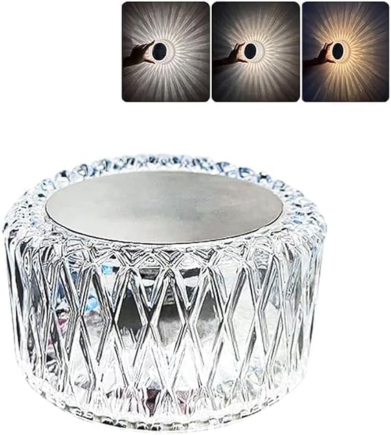 Crystal lamp,Crystal Diamond Table Lamp,Bedside Lamps with Touching Control 3-Color Changing Touch Control Bedside Lamp USB Cable Bedside Lamp (H) [Energy Class A]
