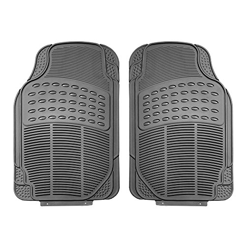 Image of FH Group Car Floor Mats - Heavy-Duty Rubber for Cars, Universal Fit 3 Rows Full Set, Trimmable ClimaProof Floor Mats, For SUVs, Truck, Gray