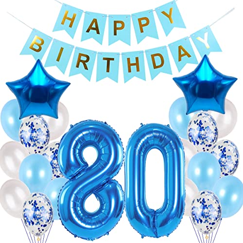 80 cumpleaños de hombre azul Set 80 cumpleaños decoración hombre 80 cumpleaños cumpleaños cumpleaños globos decoración para hombre 80 cumpleaños Cover