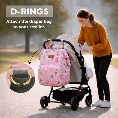 Image of Motherly Patented Diaper Bag Backpack for Moms | Waterproof Baby Travel & Maternity Bag | Spacious Nappy Bag with Insulated Bottle Pockets & Warranty (Floral Series)