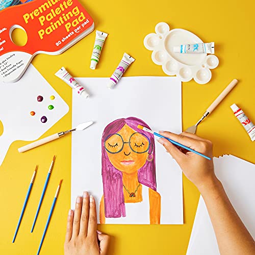Bright Creations Acrylic Paint Set - 32-Piece Multi-Color Kit - 12 Tubes, 6-Piece Brush Set & 2 Palette Knives with Paper Palette Pad - Art Kit & Painting Supplies