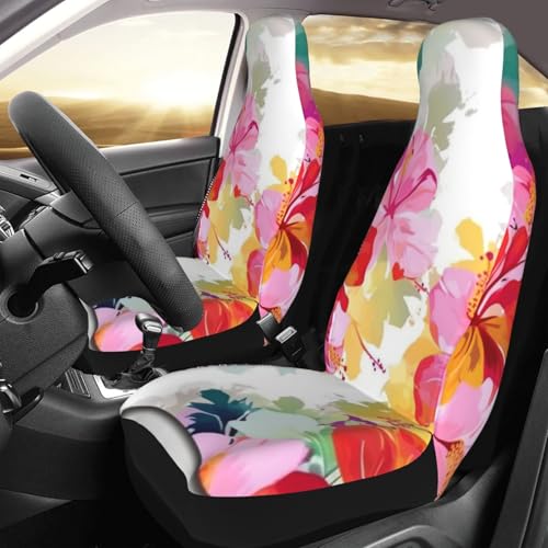 Housse de siège avant auto imperméable avec imprimé floral hawaïen et grip antidérapant
