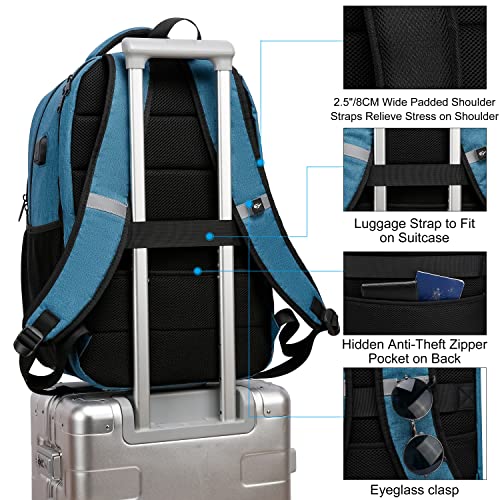 Backpack,Bookbag for Men and Women, 17.3 inch TSA Water Resistant Business Travel Laptop Backpack,Durable College School Backpack Bookbag for Teens, Lake blue - image 5