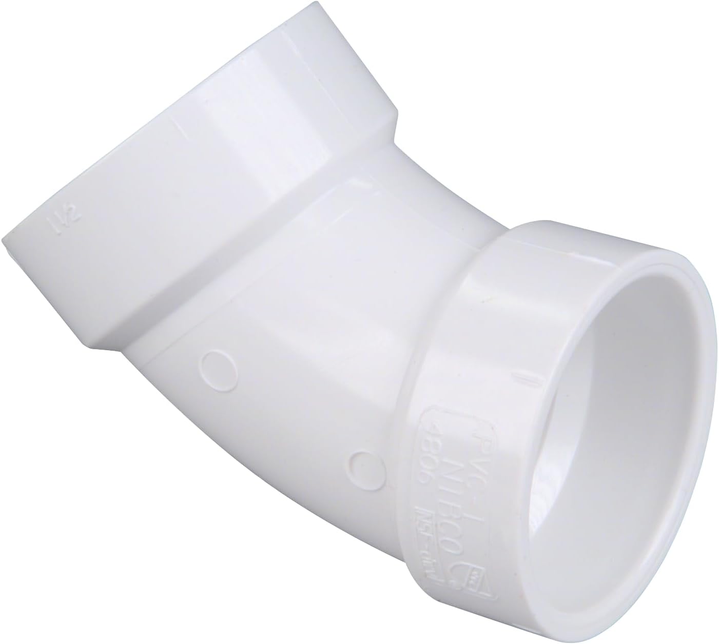 NIBCO 4806 Series PVC DWV Pipe Fitting, 45 Degree Elbow, 1-1/2 Hub by Nibco