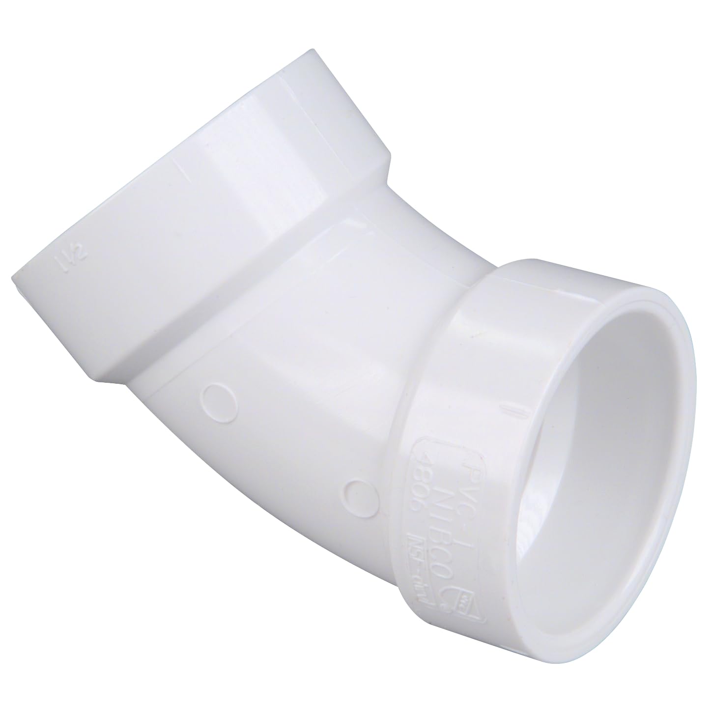 NIBCO 4806 Series PVC DWV Pipe Fitting, 45 Degree Elbow, 1-1/2 Hub by Nibco
