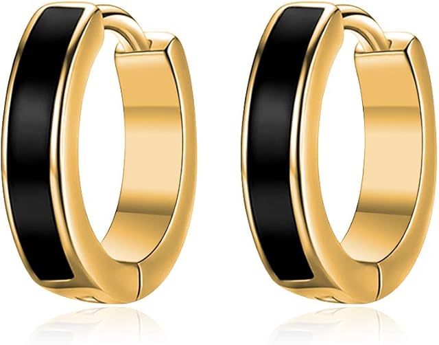 Unisex Small Hoop Earrings 925 Sterling Silver Black Mens Earrings Women Sleeper Earrings for Boys Birthday Gifts for Best Friends