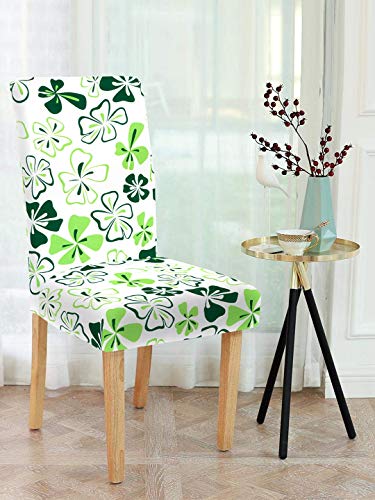 Image of Cortina Dining Chair Slipcovers | Protection Chair Covers | Floral Print, Removable, Washable | Universal Fit Super Soft Stretchy Polyester Spandex | Living Room, Kitchen, Party | Pack of 1, White 3