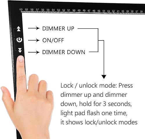 Miniatura 6 de HSK A1 Artist Light Box Light Pad Marco de aluminio Super Delgado 0.260 in BloqueoDesbloqueo táctil Botón de atenuación 20W LED súper brillante 4500
