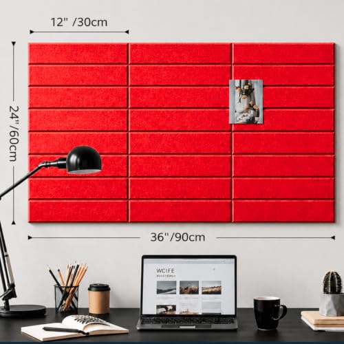 Image of Quiet Canvas Parallel Pinboard, 1x1 ft, Pack of 6, 50 PushPins, (Red)