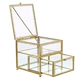 Die Schmuckschatulle hat eine Metallkette und macht den Deckel bequem,aber bitte beachten Sie,dass diese Schmuckschatulle nicht verriegelt werden kann