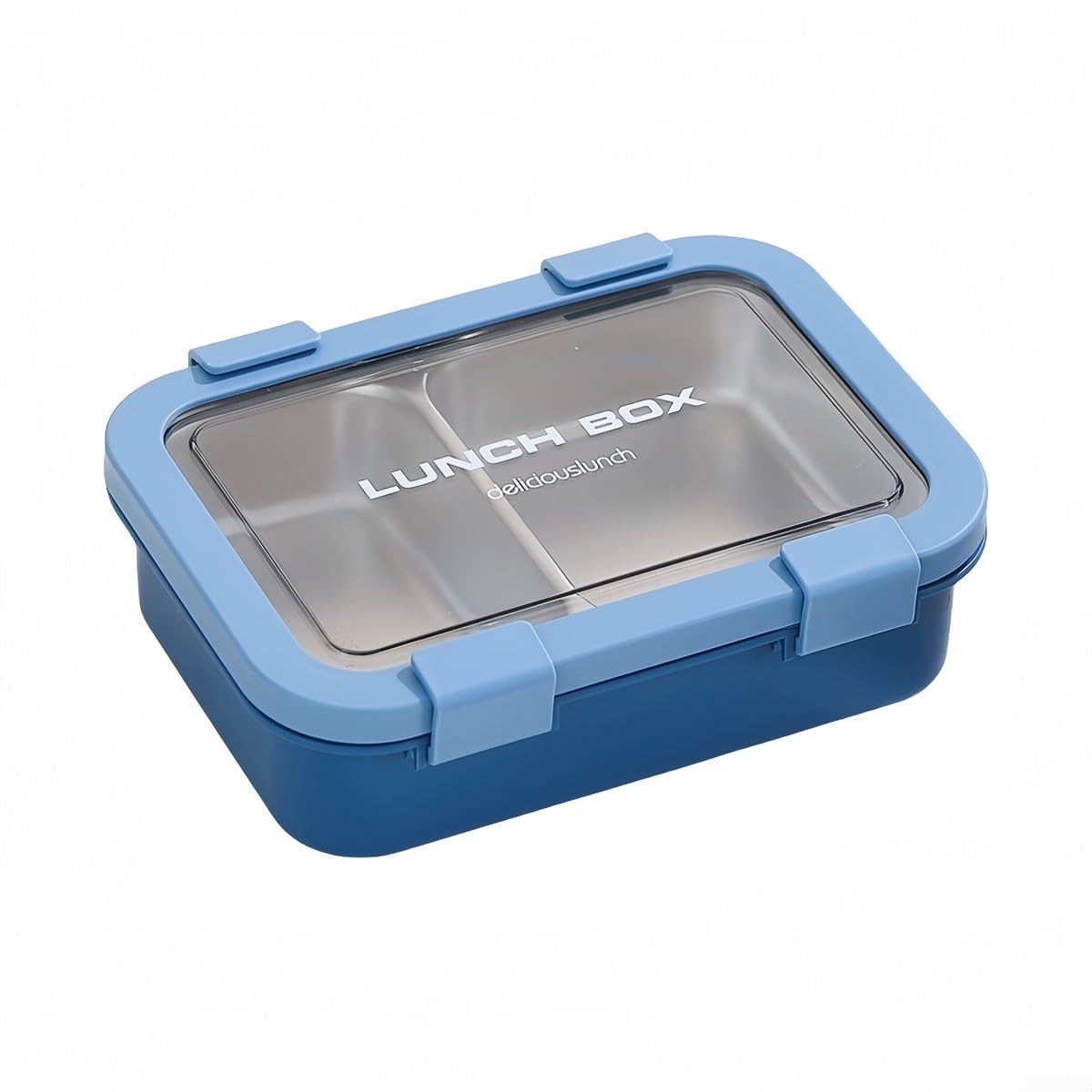 Niceminiwall Stainless Steel Lunch Box | 3 Compartment Metal Lunch Containers | Leakproof Lid For Kids/Adults | Lunch Container For Office(Blue)