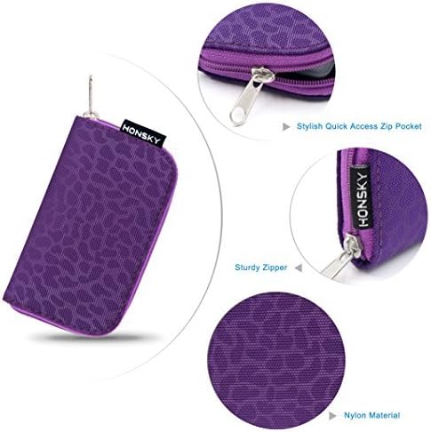 Memory Card Holder, HONSKY ® 3 Set 22 Slot Leopard Print SD CF SDHC SDXC MMC Micro SD SecureDigital Memory CompactFlash Card Carrying Cases Sleeves Media Storage Organization - Purple, Blue, Grey