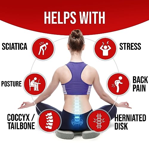 FORTEM Seat Cushion Pillow for Office Computer Chair, Car, Wheelchair, Memory Foam, Improves Posture, Non-Slip Bottom, Washable Cover (Grey) - Image 6