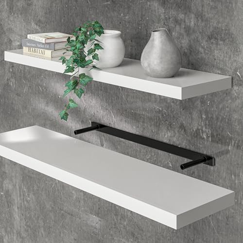 Casaria® Wandregal Holz Weiß Regal mit Halterung 15kg Tragkraft Hängeregal Küche Wohnzimmer Flur Wand Schweberegal Bücherregal Regalbrett Schwebend Hochglanz 90cm Casaria® Wandregal Holz Weiß Regal mit Halterung 15kg Tragkraft Hängeregal Küche Wohnzimmer Flur Wand Schweberegal Bücherregal Regalbrett Schwebend Hochglanz 90cm