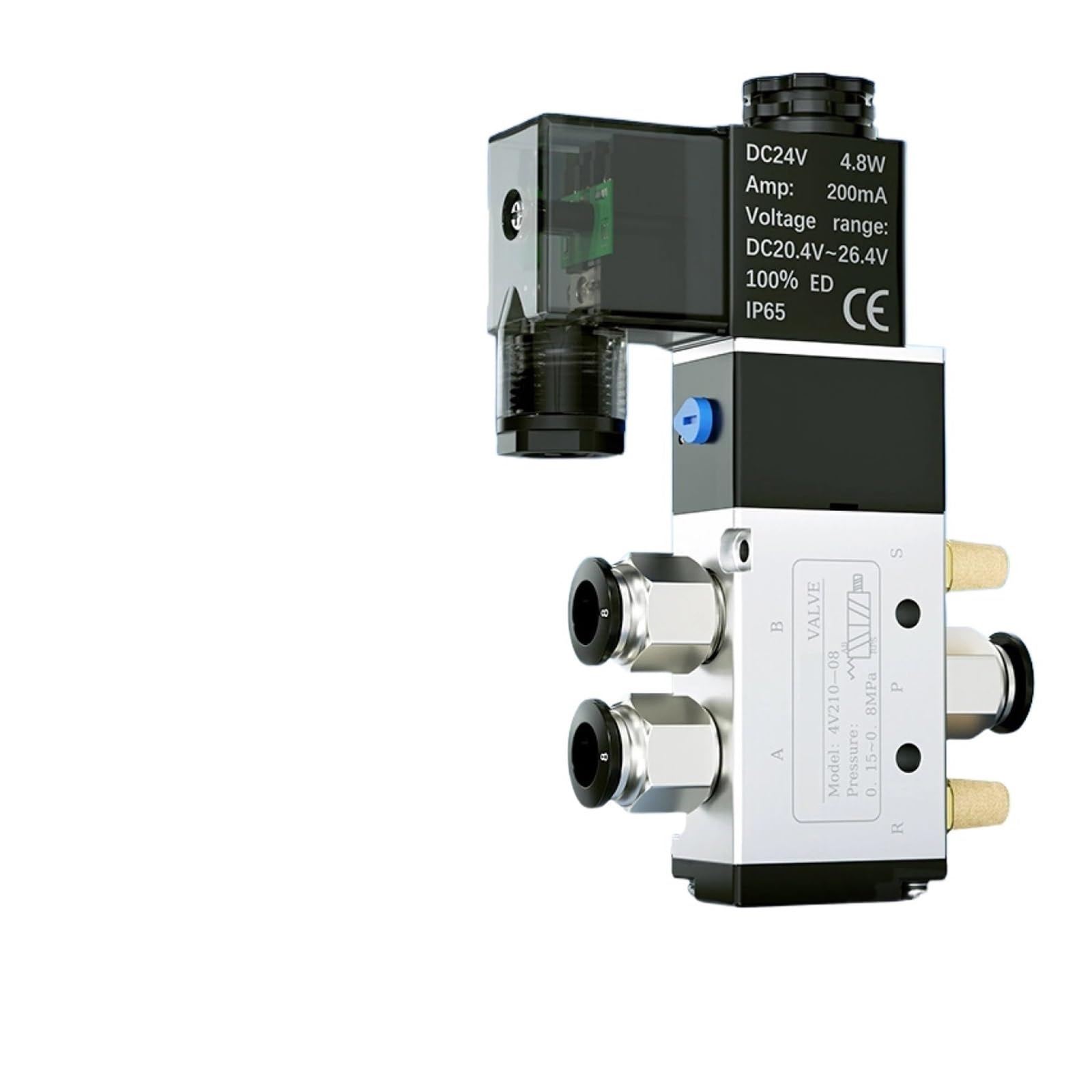 Electroválvula neumática 4V210-08, 5/2 vías, CC, 24 V, CA, 220 V, Doble Bobina, Control de Aire(4V210-08-4F)