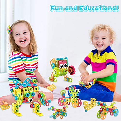 HOMOFY STEM Toys 191Pcs Building Toys Kit Educational Toys Construction Engineering Brickyard Building Blocks Best Kids Gift for Ages 3 4 5 6 7 8 Year Old Boys & Girls - Thumbnail 2