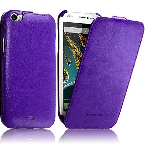 Seluxion - Housse Etui Coque Rigide à Clapet pour Wiko Darkside Couleur Violet + Film de Protection