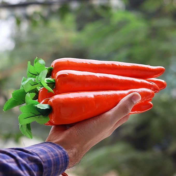 Image of Artificial Carrot Hanging String for Kitchen Decor | Realistic Fake Vegetable Wall Hanging for Home, Shop & Photography Props Combo 2 pc