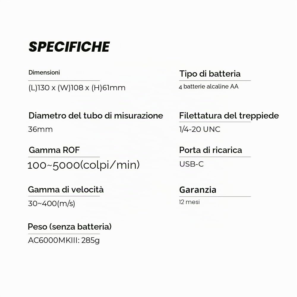 ACETECH Cronografo Airsoft Serie BBS Misuratore di Velocità di Sparo Chrono per Gamer (AC6000 MKIII (Standard))