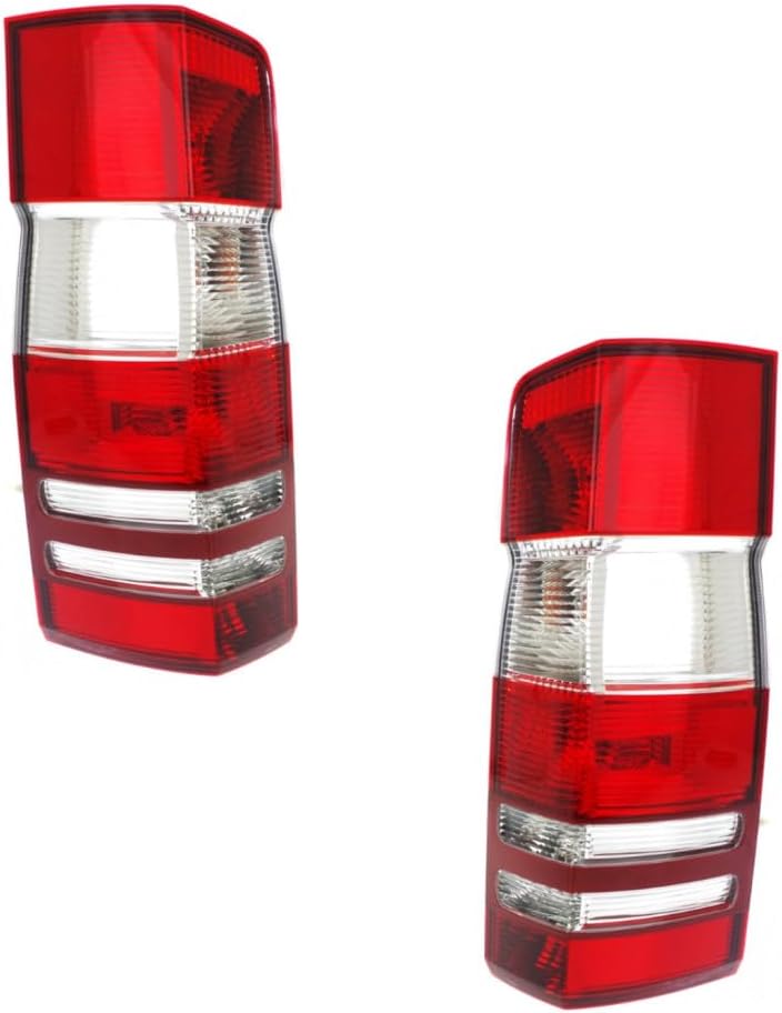 For Mercedes-Benz Sprinter 2500/3500 2010-2018 Tail Light Driver and Passenger Side | Pair | Red/Clear Lens | CAPA Certified | Replacement For MB2800136, MB2801136 | 9068202664, 9068202764