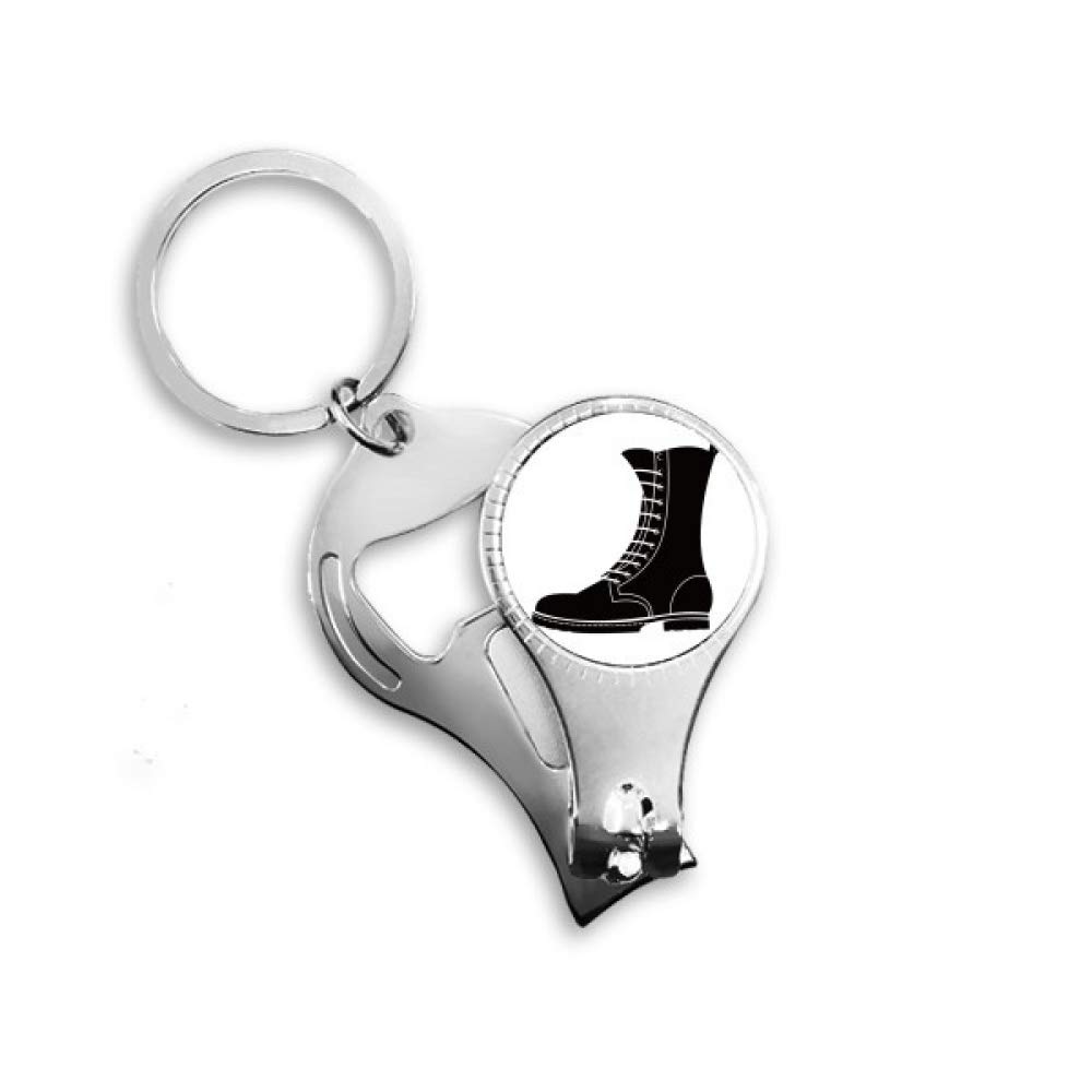 Anneau porte-clés avec coupe-ongles et ouvre-bouteille noir contre les urgences