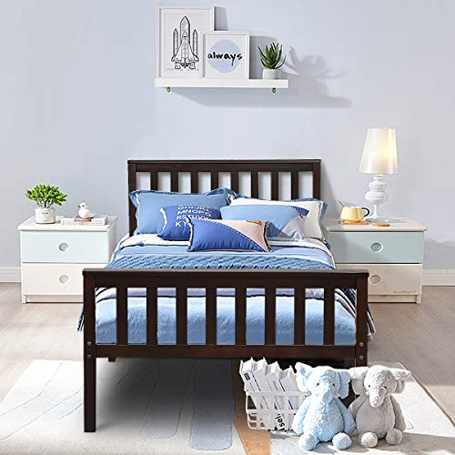 Giantex Deluxe Solid Wood Platform Bed with Headboard & Footboard, 14 Inch Pine