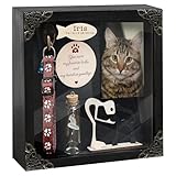 Personalized Shadow Box Cat Memorial Gift Collar Holder Picture Frame Sympathy Wood Pet Dog Cat Sculptures Fur Jar Rainbow Bridge Urns Teeth Keepsake Idea Gift for Pet Lover Tabletop Wall Hanging