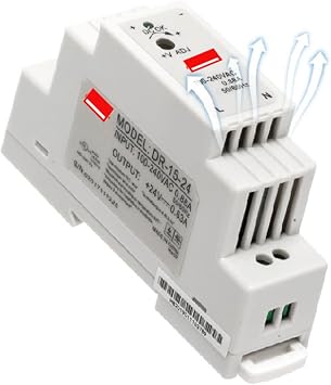 Industrial DIN Rail Switching Power Supply DR-15 15W Single Output 5V 12V 24V AC to DC Converter Power Switch Input 110/240VAC Color 15W 24V