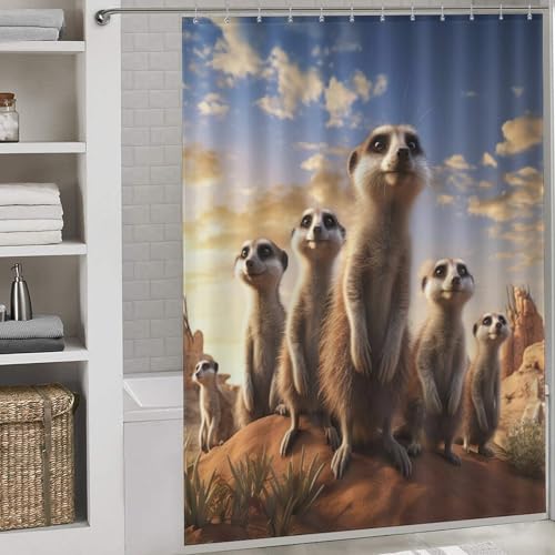 Rideau de douche Suricate de qualité supérieure en polyester imperméable - 2