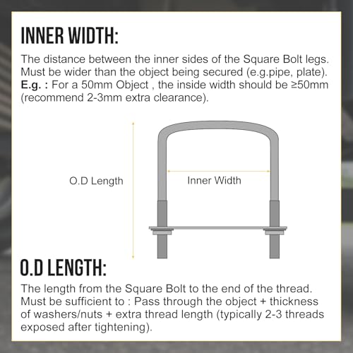 Image of DTGN M8x30x60mm U Bolts Square Kit - 4Set - 304 Stainless Steel U-Bolt Kit with Nuts, Washers, Frame Plate - Good for Pipe, Trailer, Automotive, Leaf Spring Fastener