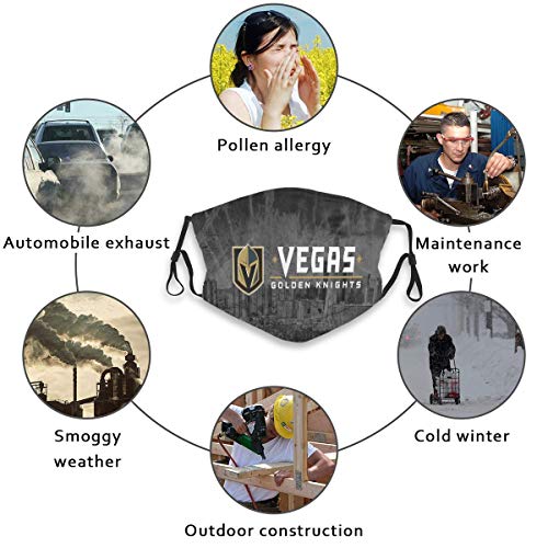 Las Vegas Golden Hockey Fans Reusable Mouth Cover Face Scarf for Men Women Sports/Outdoor with 10 Filter