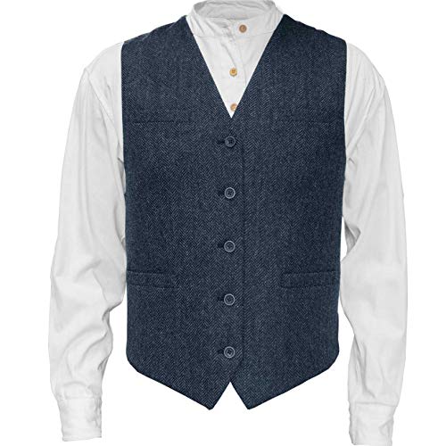 Tweed Vest For Men, Imported From Ireland, Blue (Large) #TOP1