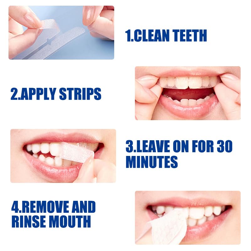 Image of Teeth Whitening Strips -14 Strips 7-Day Treatment Mint Teeth Whitener Kit for Coffee, Wine, Tobacco, and Other Stains 14 Count (Pack of 1), Mint
