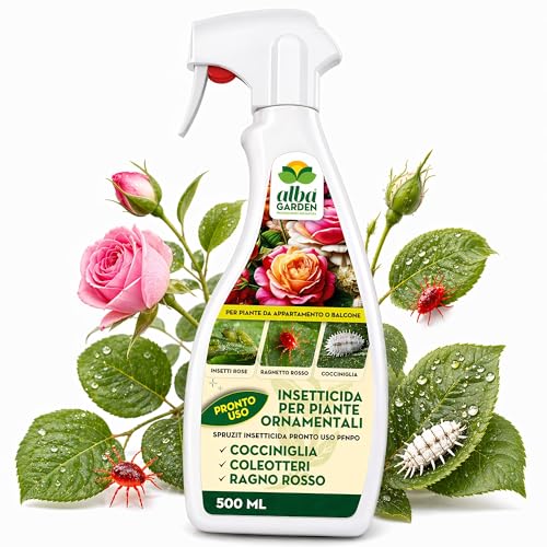 Albagarden Spruzit - PIRETRO Insetticida Piante Naturale - Contro Cocciniglia, Afidi, Ragnetto Rosso, Coleotteri, Popilia Japonica - Insetticida per Rose e Piante Ornamentali - Spray 500 ml