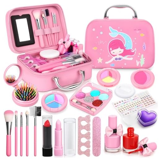 Dreamon Kinderschminke mädchen, Waschbar Make up Spielzeug für Mädchen Kinder Nagellacke mit Koffer für Mädchen