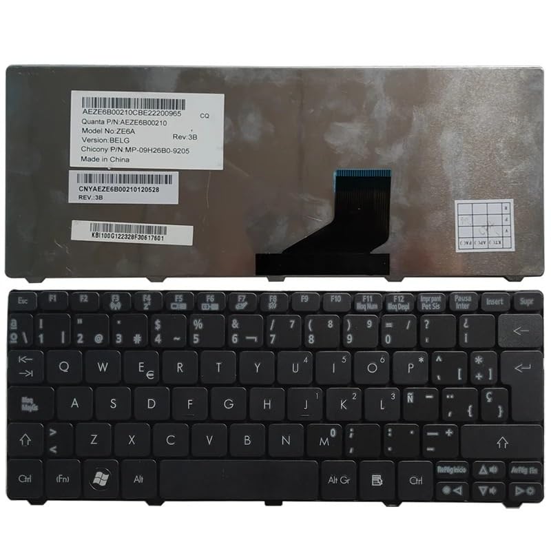 Remplacer les touches usées par ce clavier espagnol Acer Aspire One D255 D270 noir