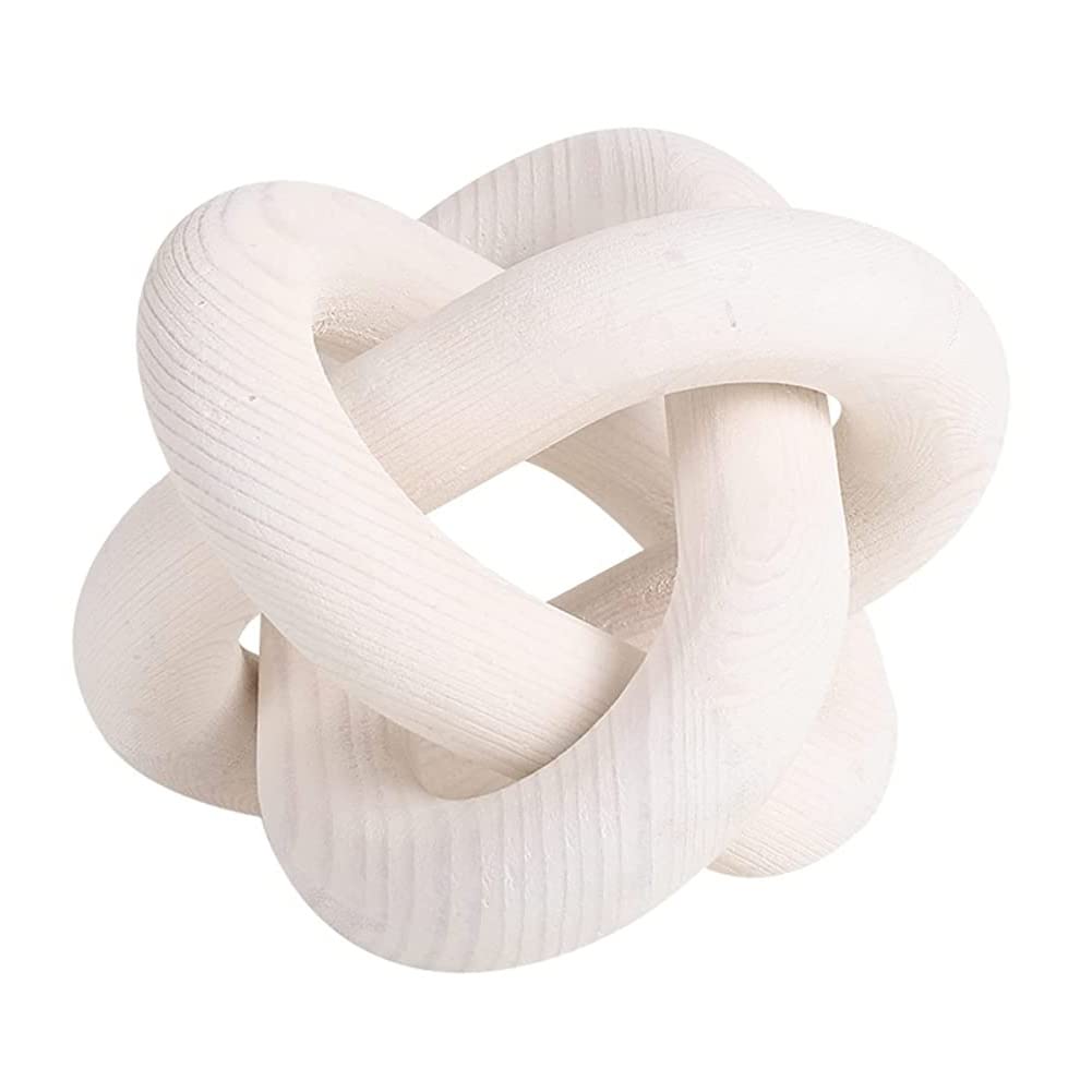 Wood Chain Link Decor 3 Link Wood Knot Decor Carved Decorative Chain Knot for Coffee Table Decor White Decorative Home Accessories Christmas Decoration