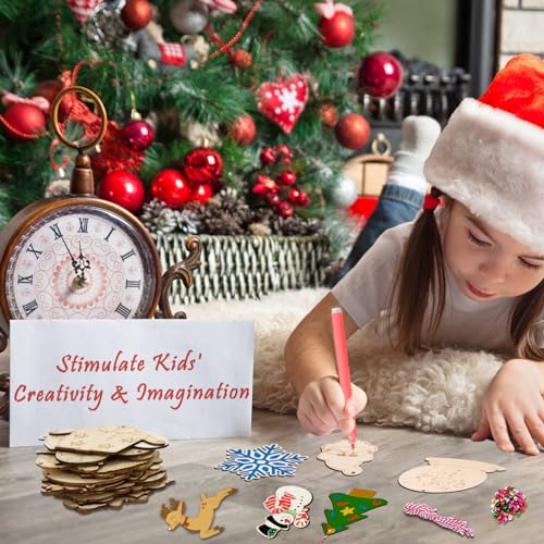 Ourwarm MZMX-48 48Pcs Christmas Crafts For Kids Adults, Diy Wooden Christmas Ornaments thumb #5