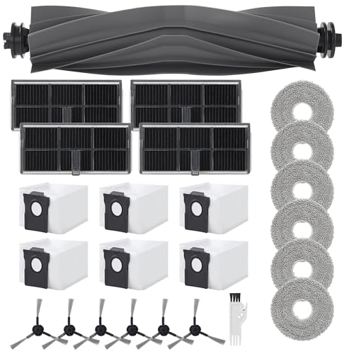 24 Stück Zubehörset für Dreame L10s Pro Ultra Heat/L10s Ultra Gen 2/X30 Ultra/X40 Ultra,Das Set umfasst 6 Handtücher, 6 Seitenbürsten, 6 Vakuumbacke, 4 Filter, 1 Hauptbürste, 1 Kleinbürste
