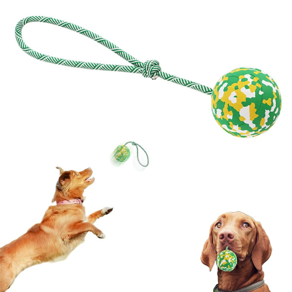 Interactive Dog Toys - Palla giocattolo interattiva in gomma naturale per cani, resistente ai morsi, una palla giocattolo per cani di piccola e media taglia (verde mimetico)