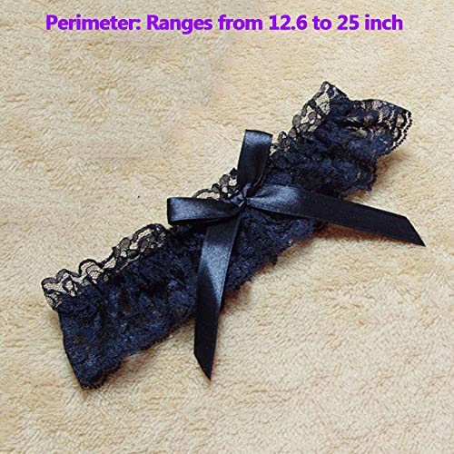 Mmttao Women's Wedding Garter For Bridal Leg Ring Sexy Lingerie Lace Bow Plus Size Stretch Prom Garters - Black #TOP2